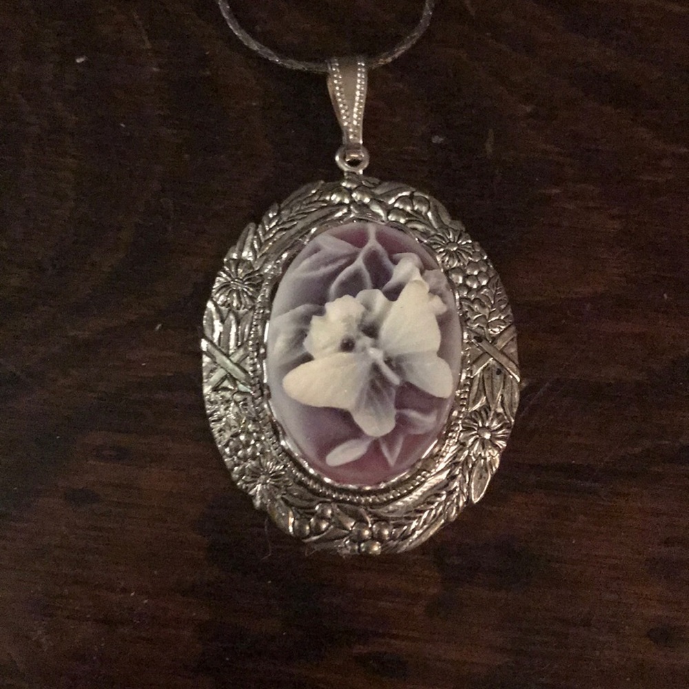 Butterfly cameo necklace